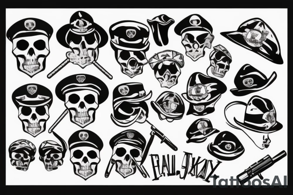 skull with army hat tattoo idea