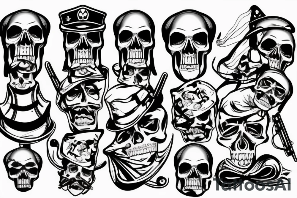 skull with army hat tattoo idea