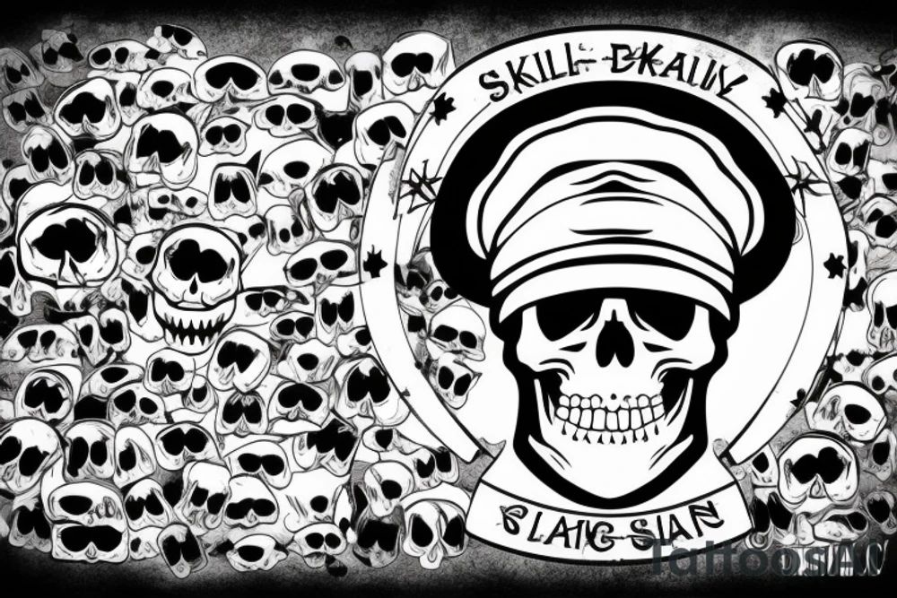 skull with army hat tattoo idea