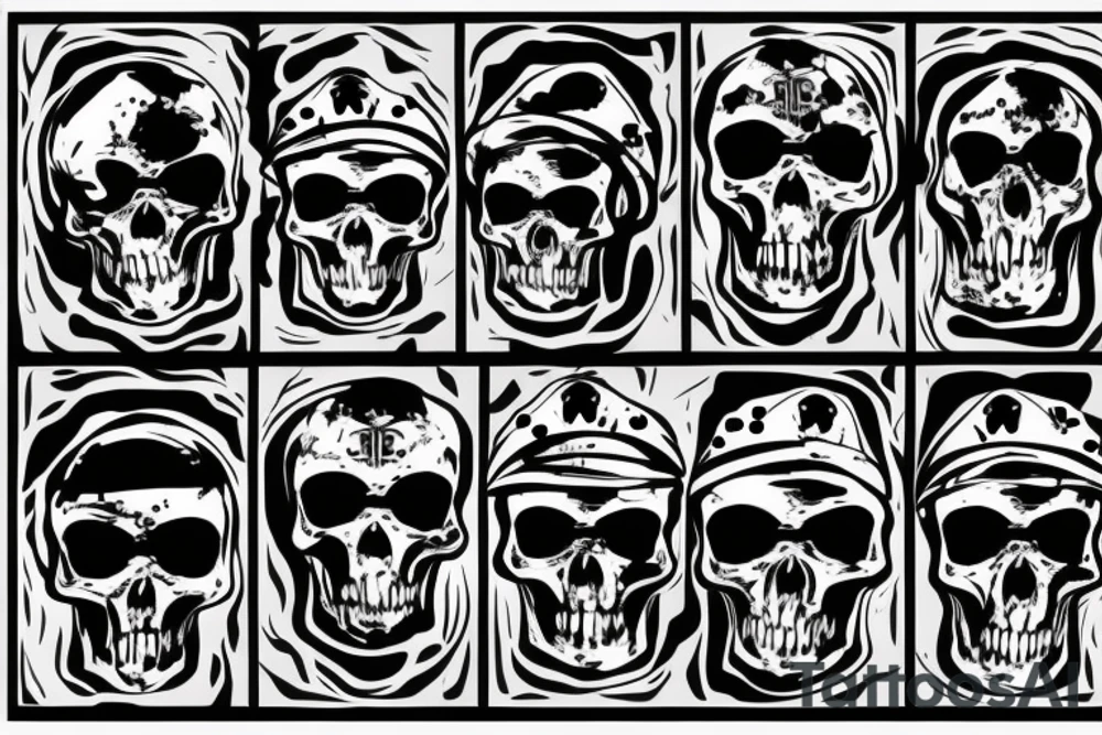 skull with army hat tattoo idea