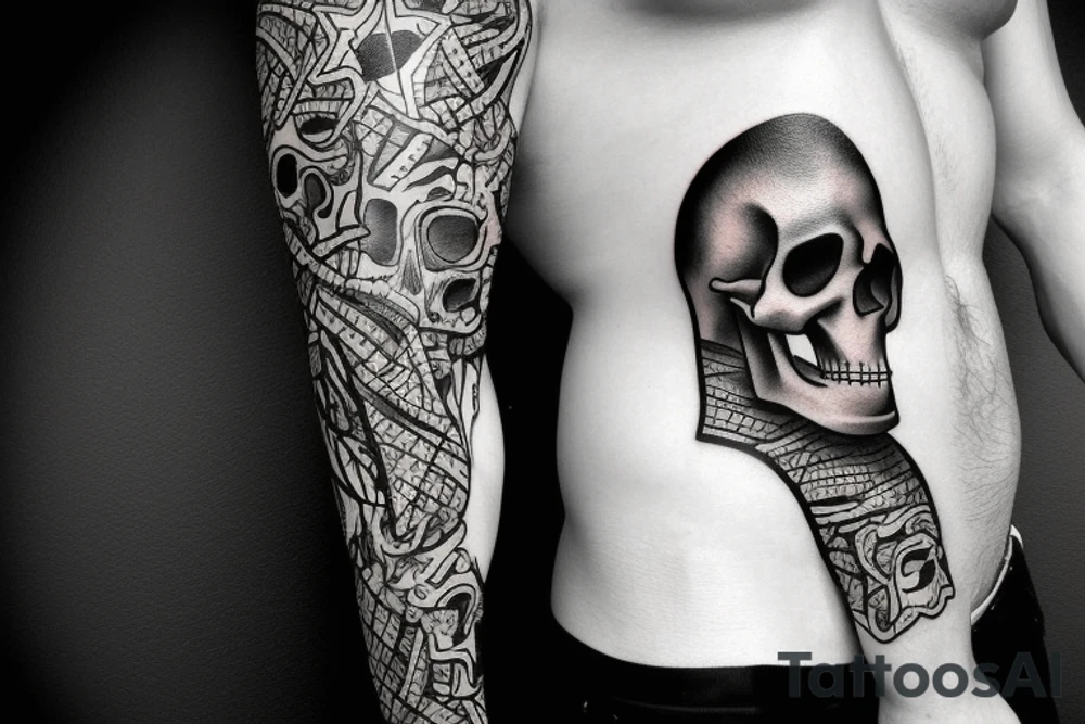 skull with army hat tattoo idea