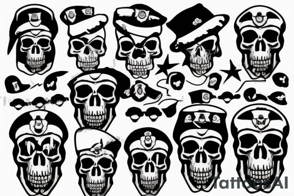 skull with army hat tattoo idea
