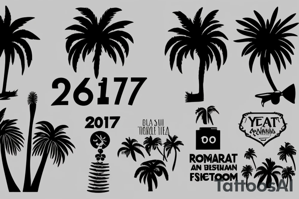 Desert sillouette with a palm tree
Behind the year 2017 in romanic tattoo idea