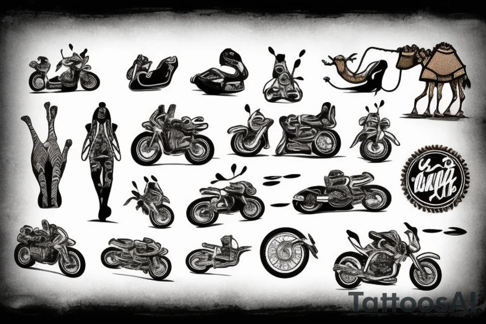 Desert with camel and a motorcycle tattoo idea