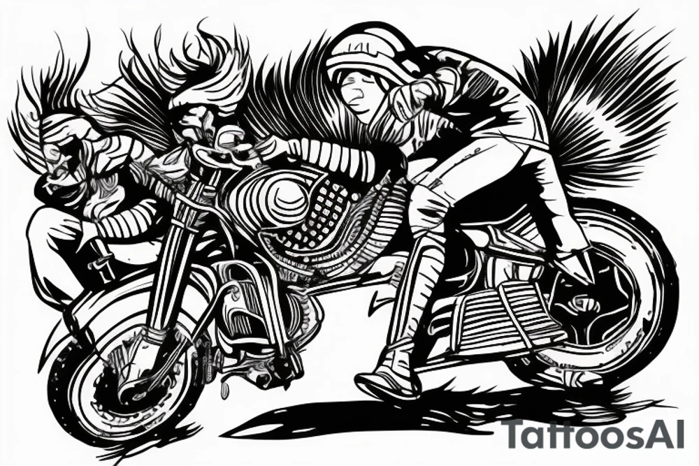 A motorcycling riding threw the dunes of Morocco. tattoo idea