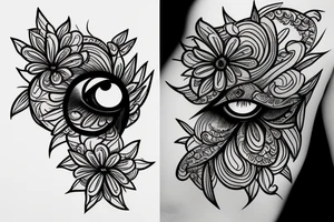 Eye of Horus with flowers tattoo idea
