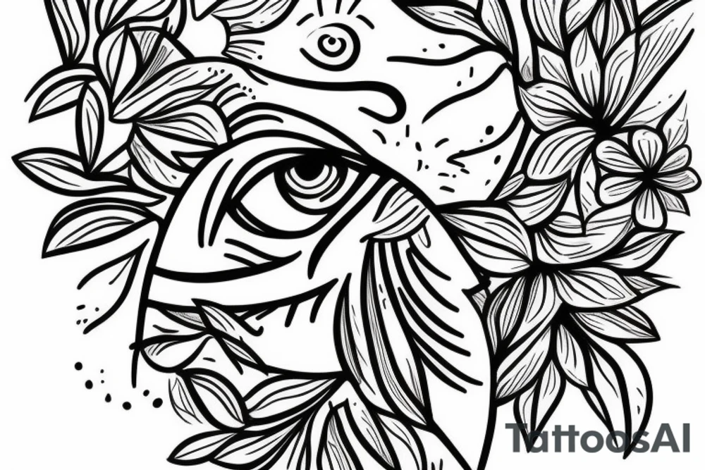 Eye of Horus with flowers tattoo idea