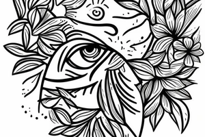 Eye of Horus with flowers tattoo idea