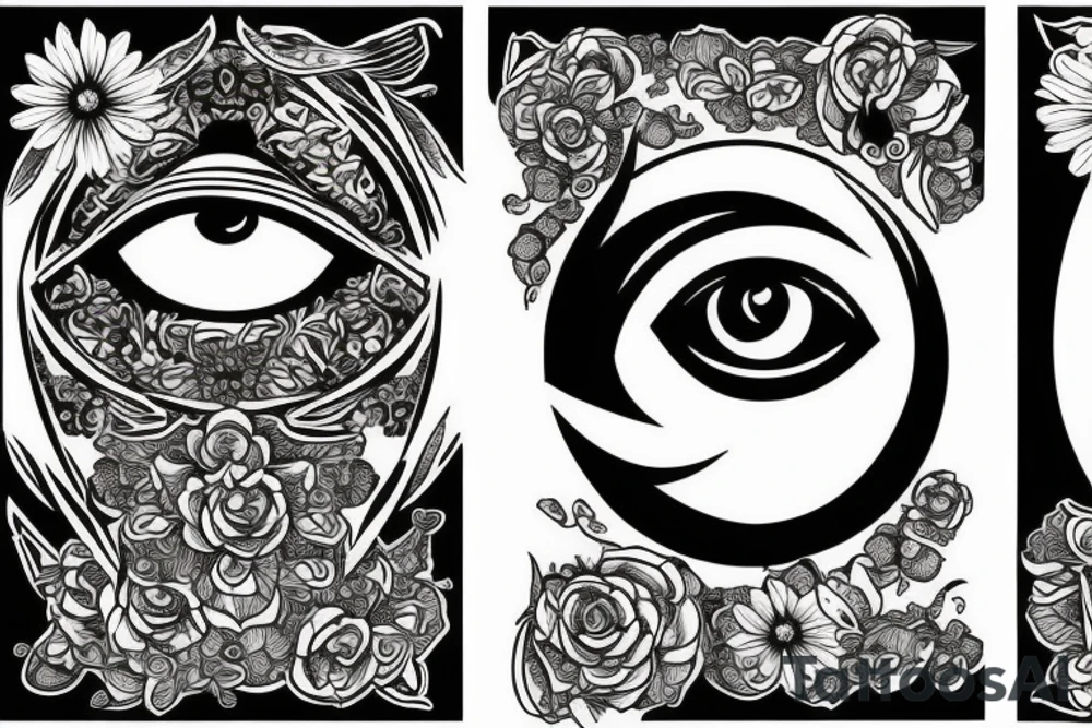 Eye of Horus with flowers tattoo idea