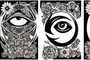 Eye of Horus with flowers tattoo idea
