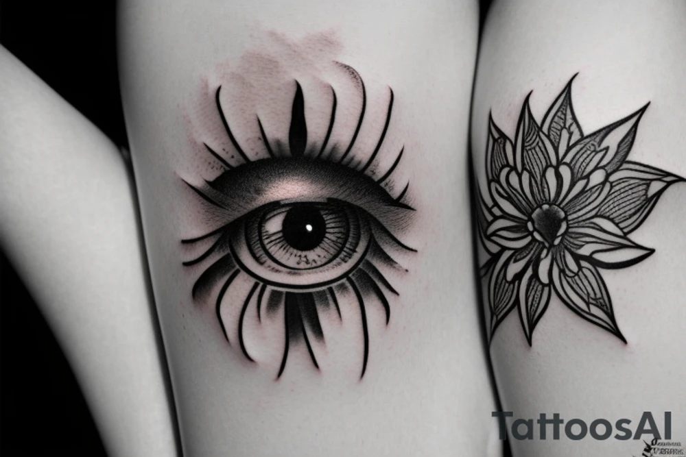 Eye of Horus with flowers tattoo idea