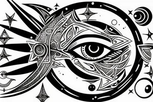 Eye of Horus with celestial bodies tattoo idea