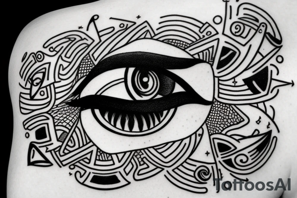 Eye of Horus with celestial bodies tattoo idea