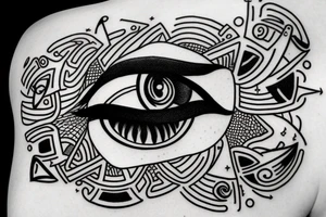 Eye of Horus with celestial bodies tattoo idea