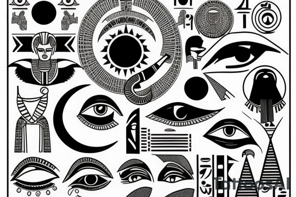 Egyptian Eye of Horus with moon tattoo idea