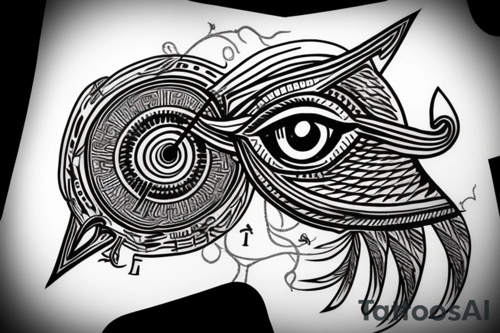 Egyptian eye of horus with vines tattoo idea