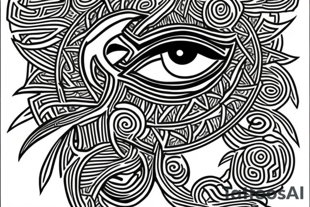 Egyptian eye of horus with vines tattoo idea