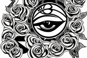 Egyptian eye of horus with roses tattoo idea