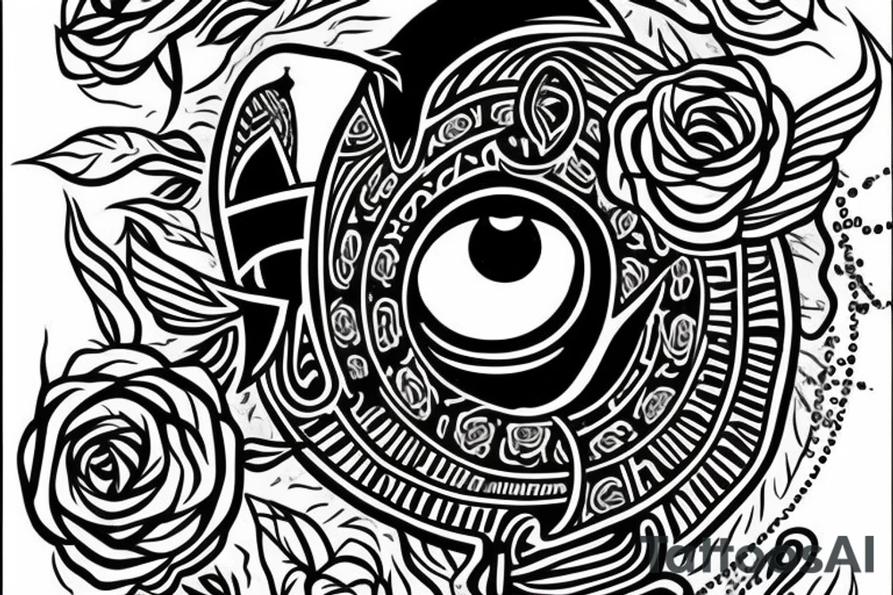 Egyptian eye of horus with roses tattoo idea