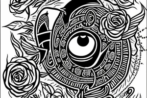 Egyptian eye of horus with roses tattoo idea