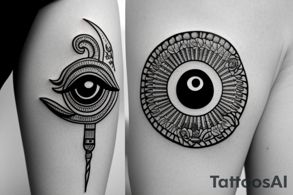 Egyptian eye of horus with roses tattoo idea