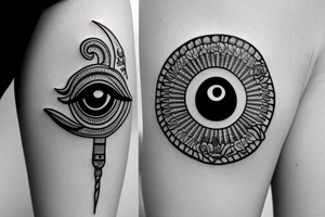 Egyptian eye of horus with roses tattoo idea