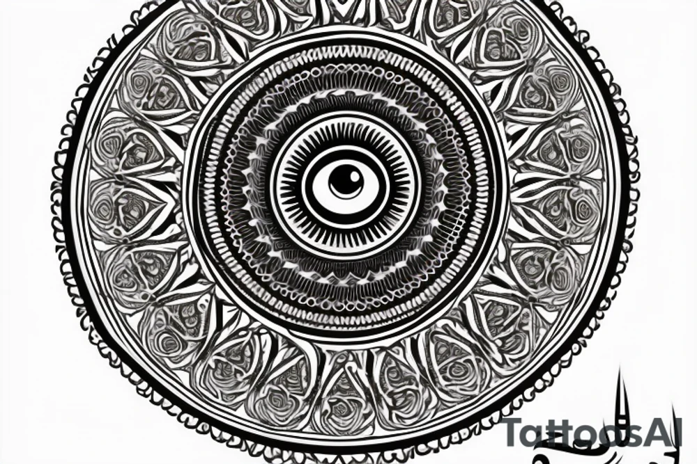 Egyptian eye of horus with roses and mandala tattoo idea