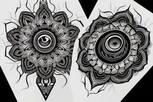 Egyptian eye of horus with roses and mandala tattoo idea