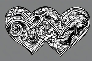 two dolphins splashing out of the water creating a heart. tattoo idea