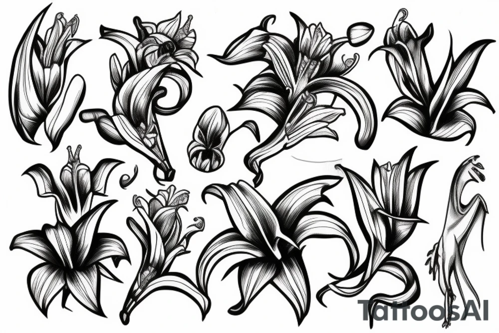 dragon lily with cross tattoo idea