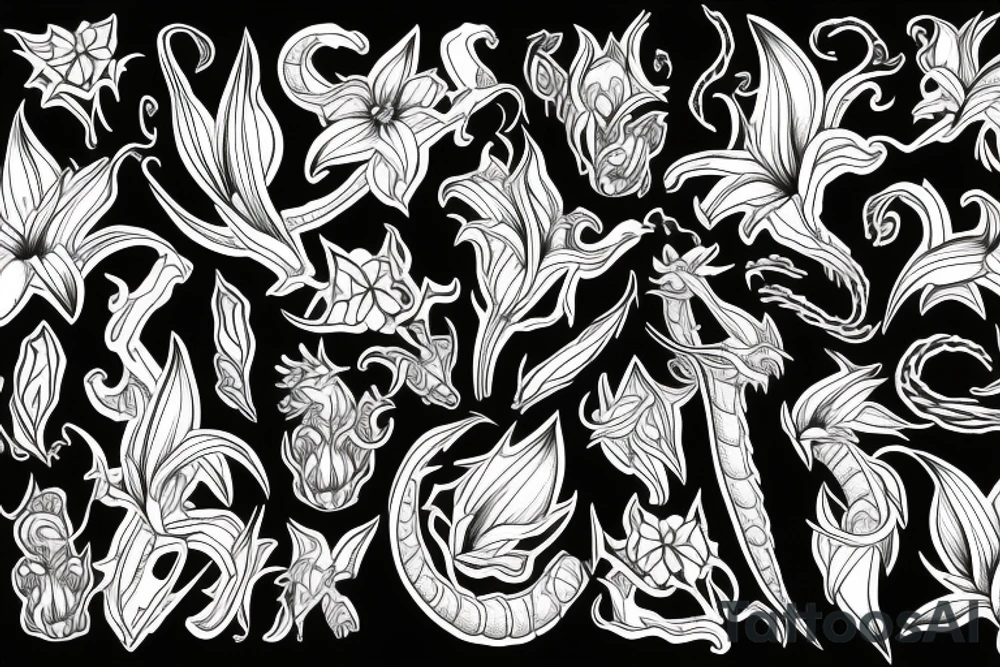 dragon lily with cross tattoo idea