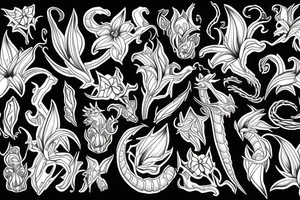 dragon lily with cross tattoo idea