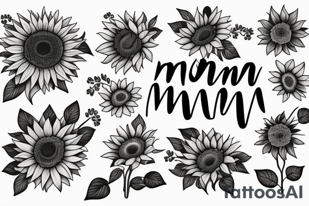 Mama bear with sunflowers and outdoors tattoo idea Mama bear with sunflowers and outdoors tattoo idea