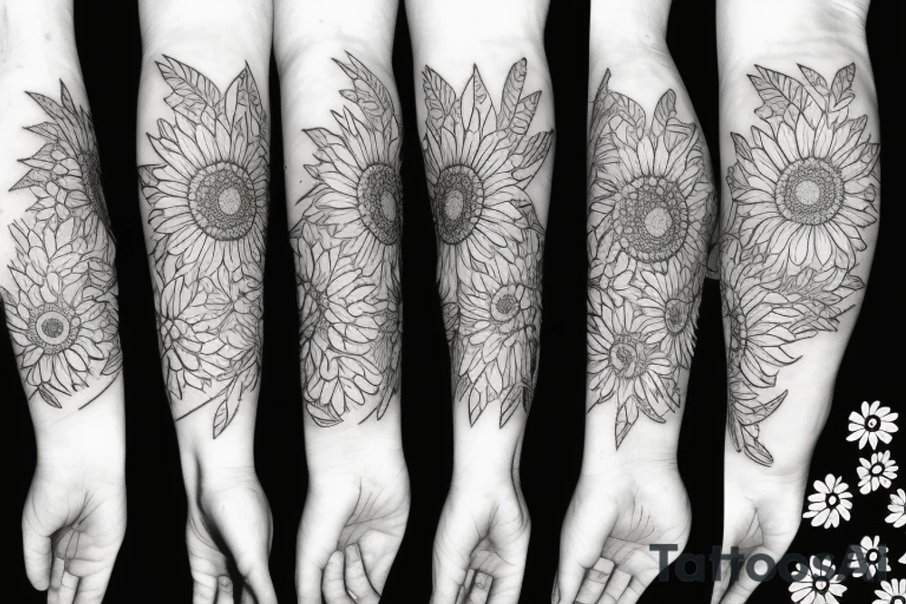 Mama bear with sunflowers and outdoors tattoo idea