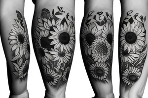 bear with sunflowers and outdoors tattoo idea