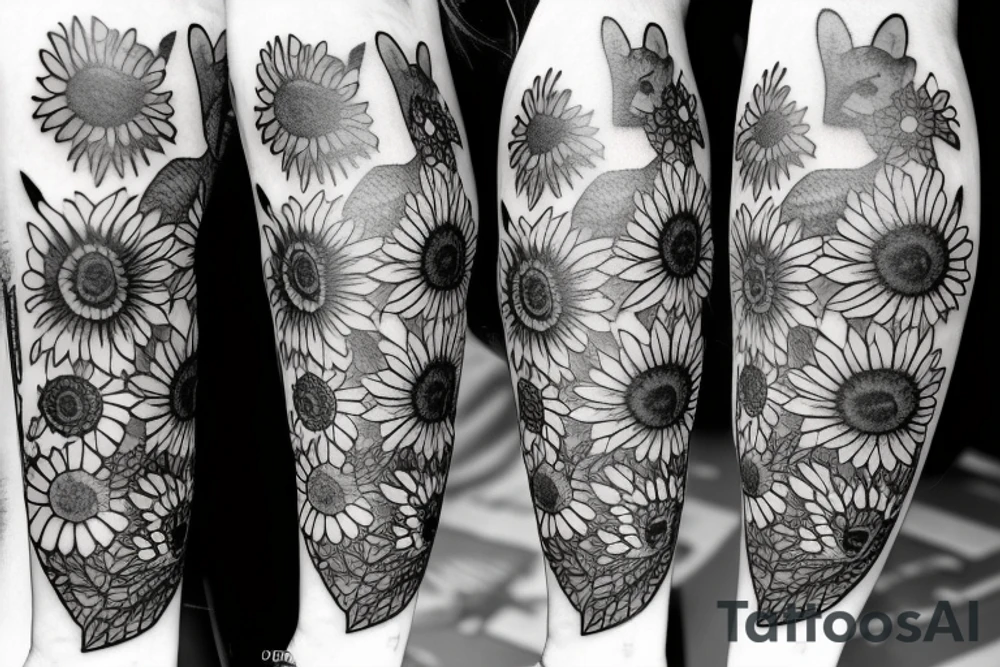 bear with sunflowers and outdoors tattoo idea bear with sunflowers and outdoors tattoo idea