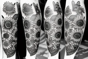 bear with sunflowers and outdoors tattoo idea