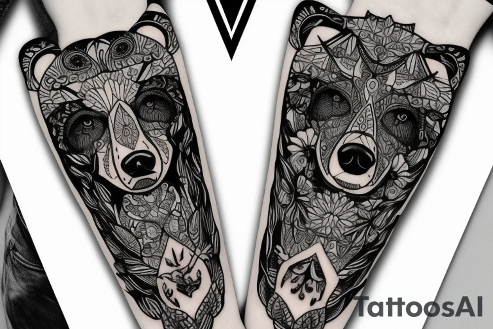 bear  and outdoors tattoo idea