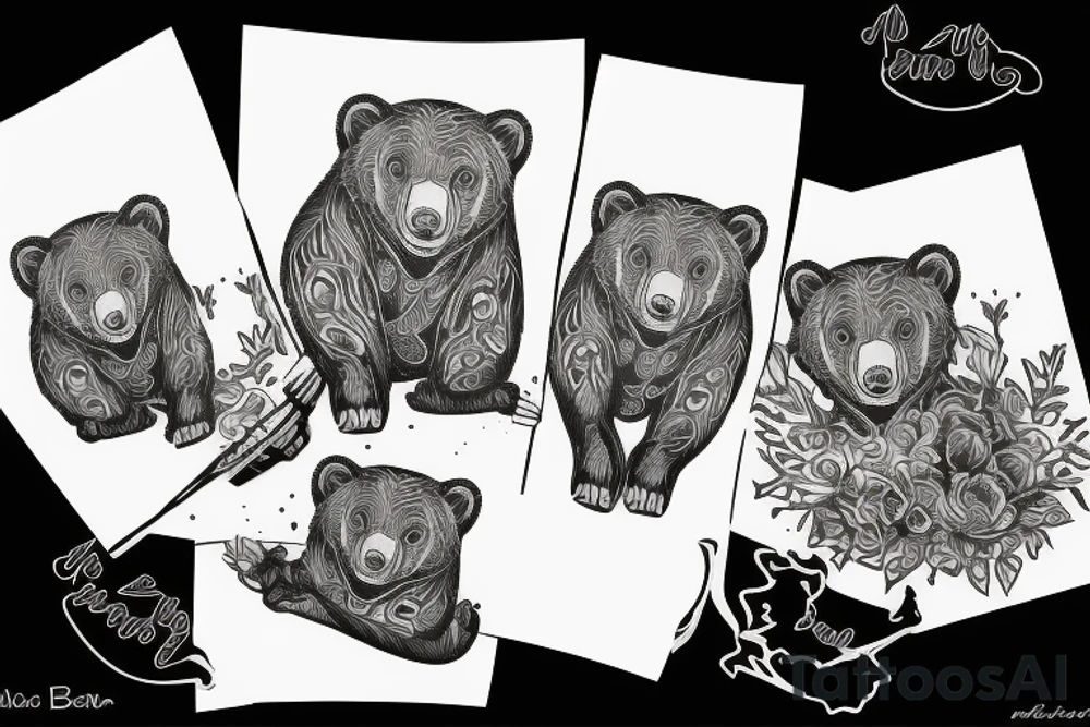 Mama bear with cubs tattoo idea