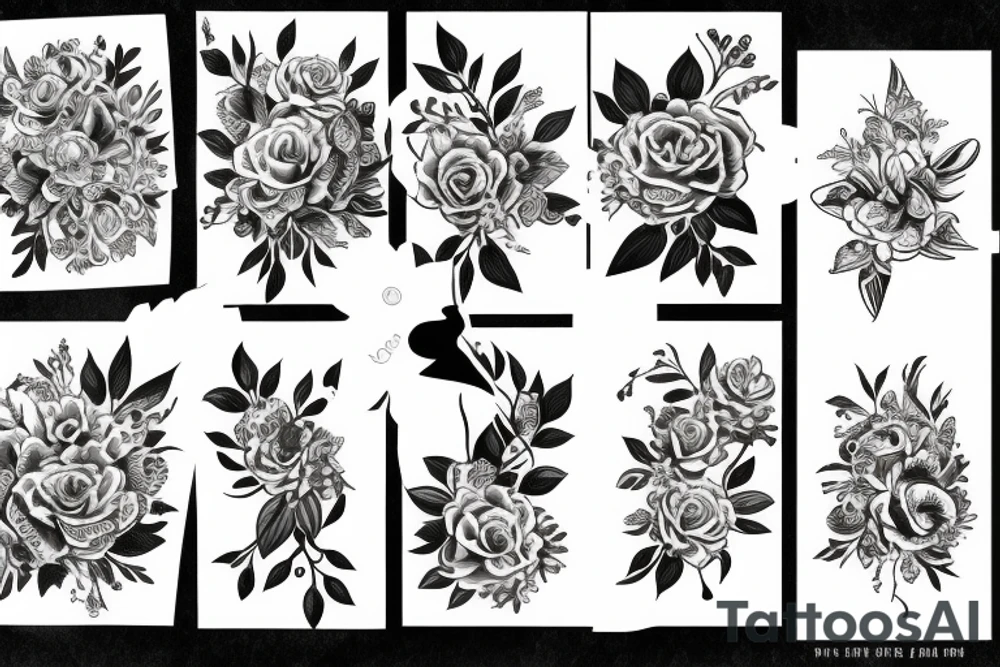 Floral collage tattoo idea