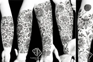 Floral collage tattoo idea