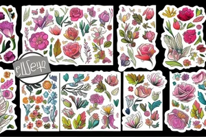 Floral collage tattoo idea