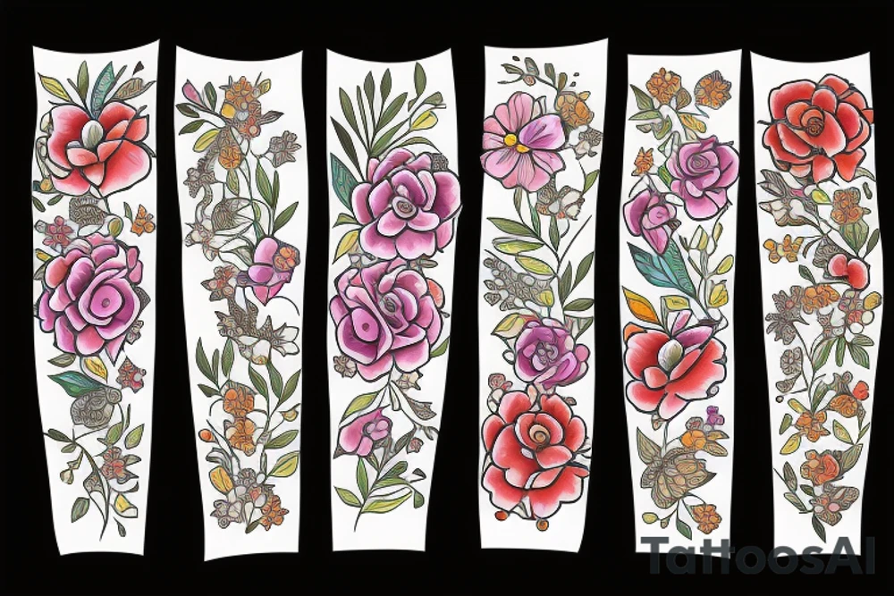 Floral collage tattoo idea