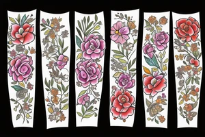 Floral collage tattoo idea