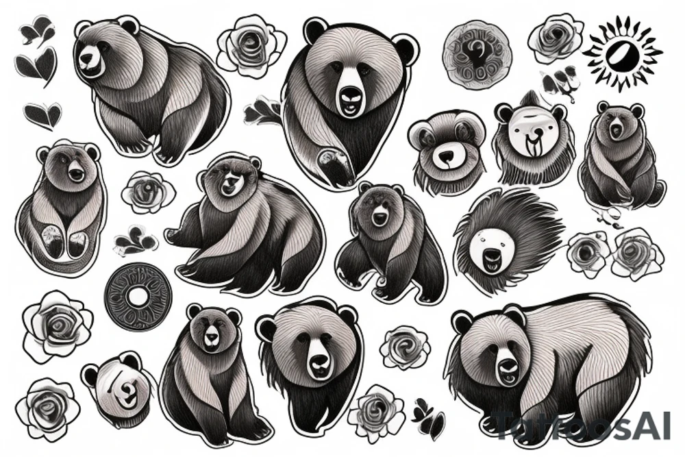 Bear and sun tattoo idea