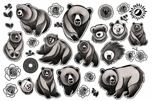 Bear and sun tattoo idea