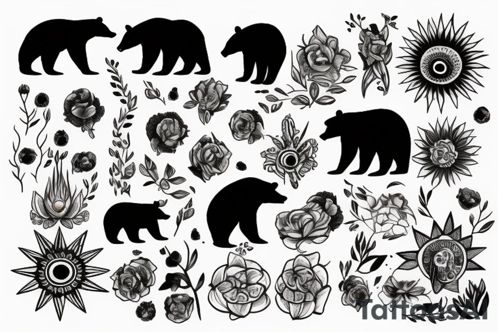Bear and sun tattoo idea