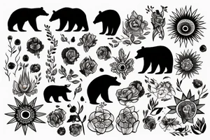 Bear and sun tattoo idea