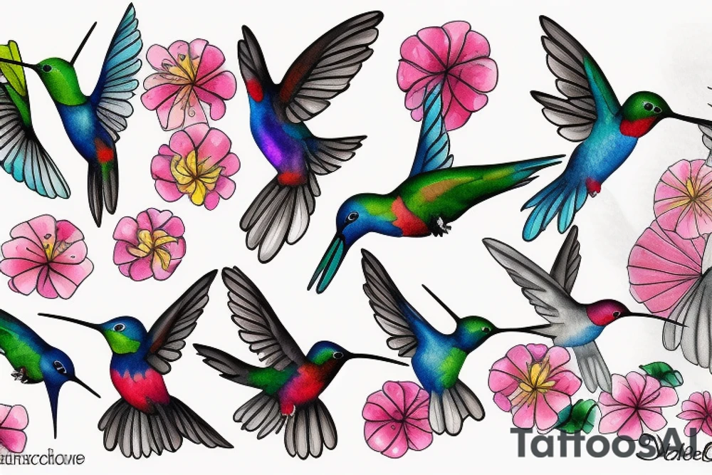 watercolour hummingbird tattoo idea