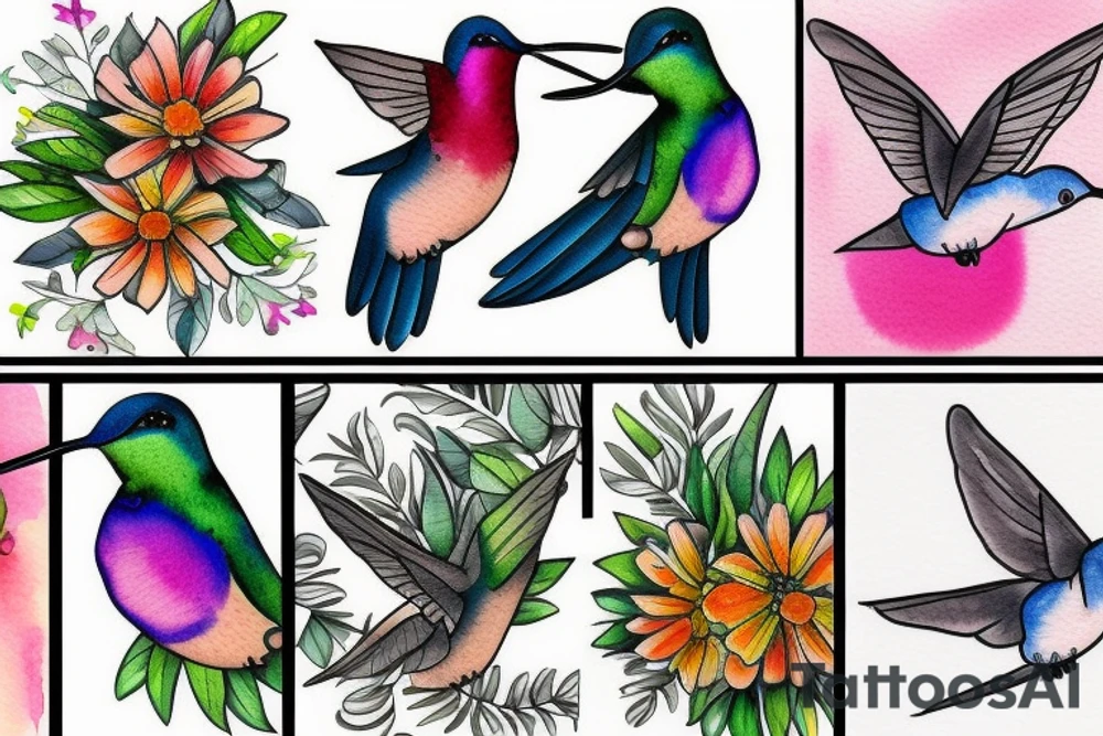 watercolour hummingbird tattoo idea